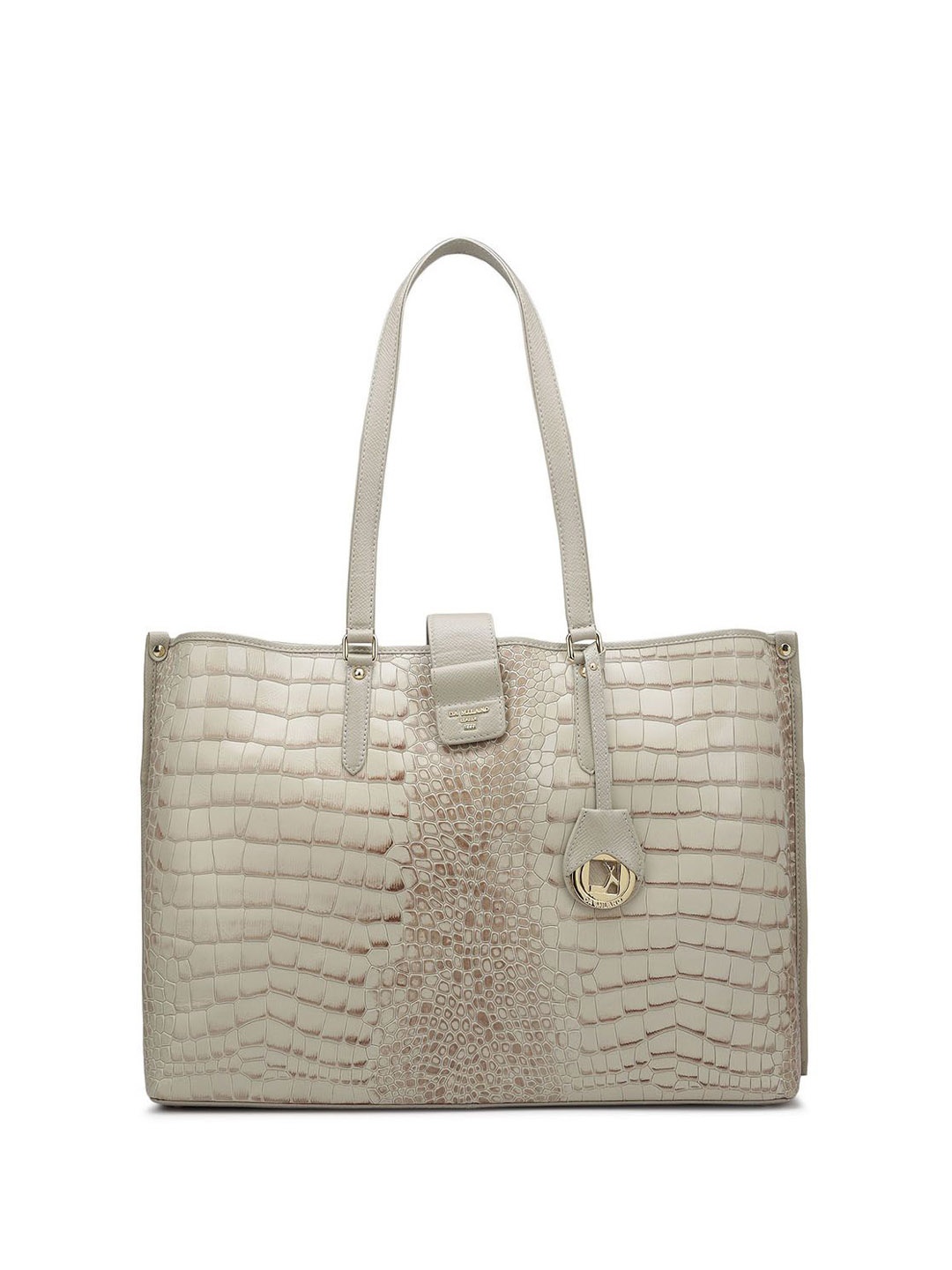 

Da Milano Animal Textured Leather Oversized Shopper Tote Bag, White