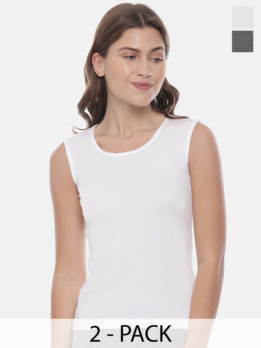 

GOLDSTROMS Pack Of 2 Cotton Non-Padded Camisoles, White