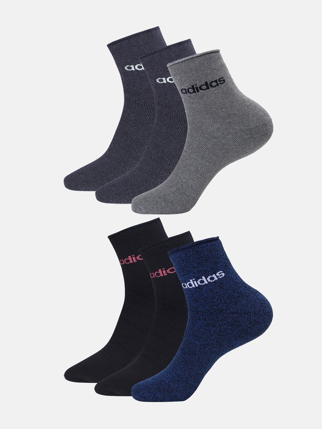 

ADIDAS Men Pack Of 6 Ankle-Length Socks, Blue
