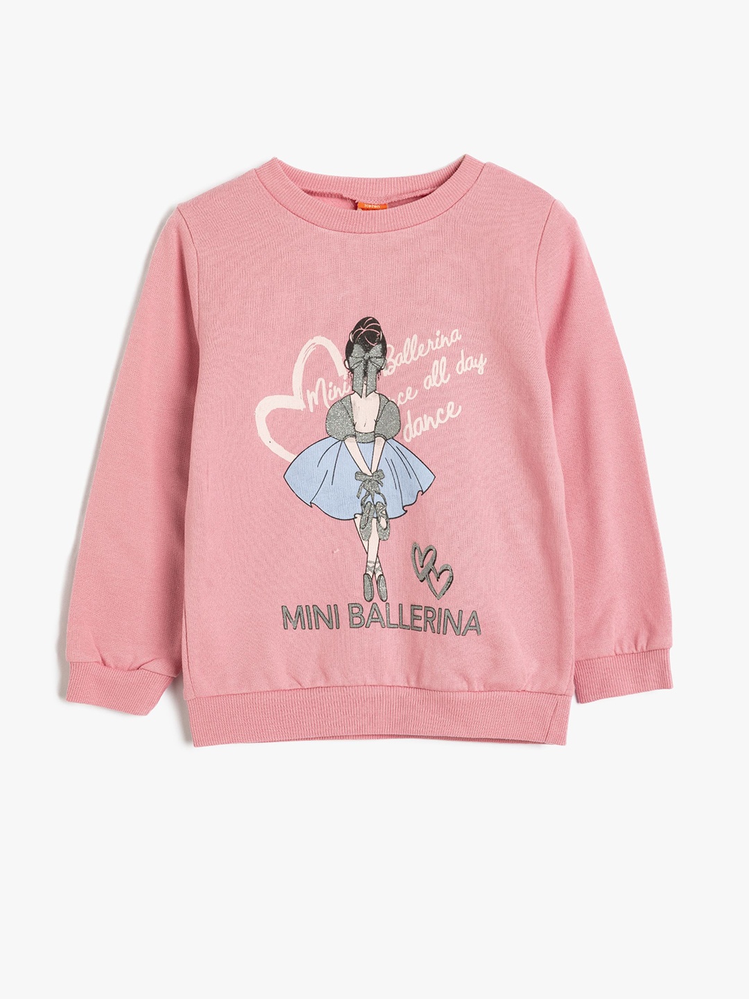

Koton Girls Graphic Printed Pure Cotton Sweatshirt, Pink