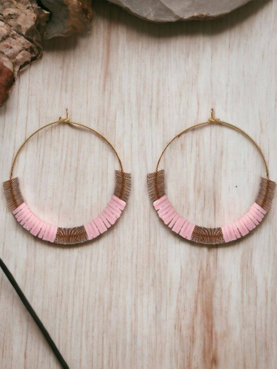 

VIVAZS Beaded Circular Hoop Earrings, Gold