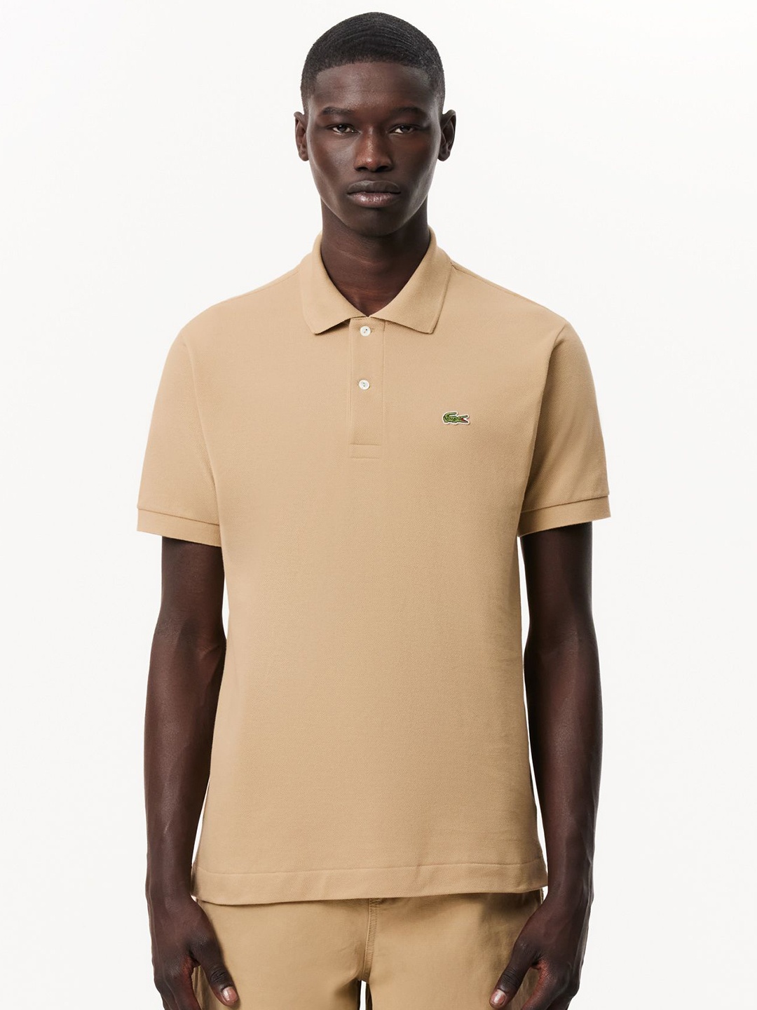 

Lacoste Men Solid Polo Collar Cotton T-Shirt, Beige