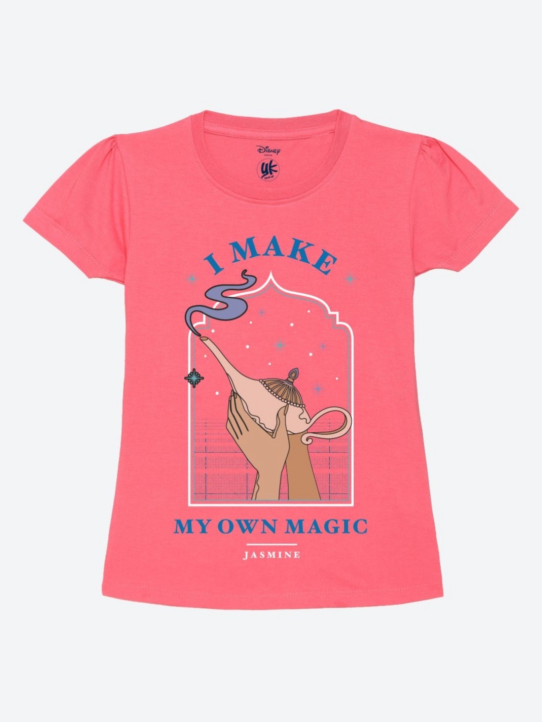 

YK Disney Girls Graphic Printed Round Neck Pure Cotton T-Shirt, Pink