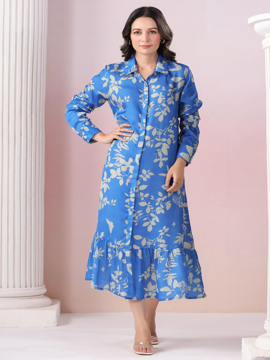 

mirari Floral Printed Midi Dress, Blue