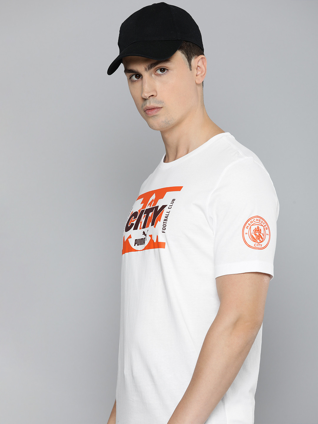 

Puma Manchester City Ftblicons Brand Logo Printed Pure Cotton Football T-shirt, White