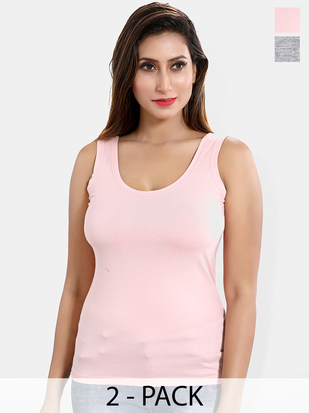 

Be You Pack of 2 Cotton Tank Top, Pink