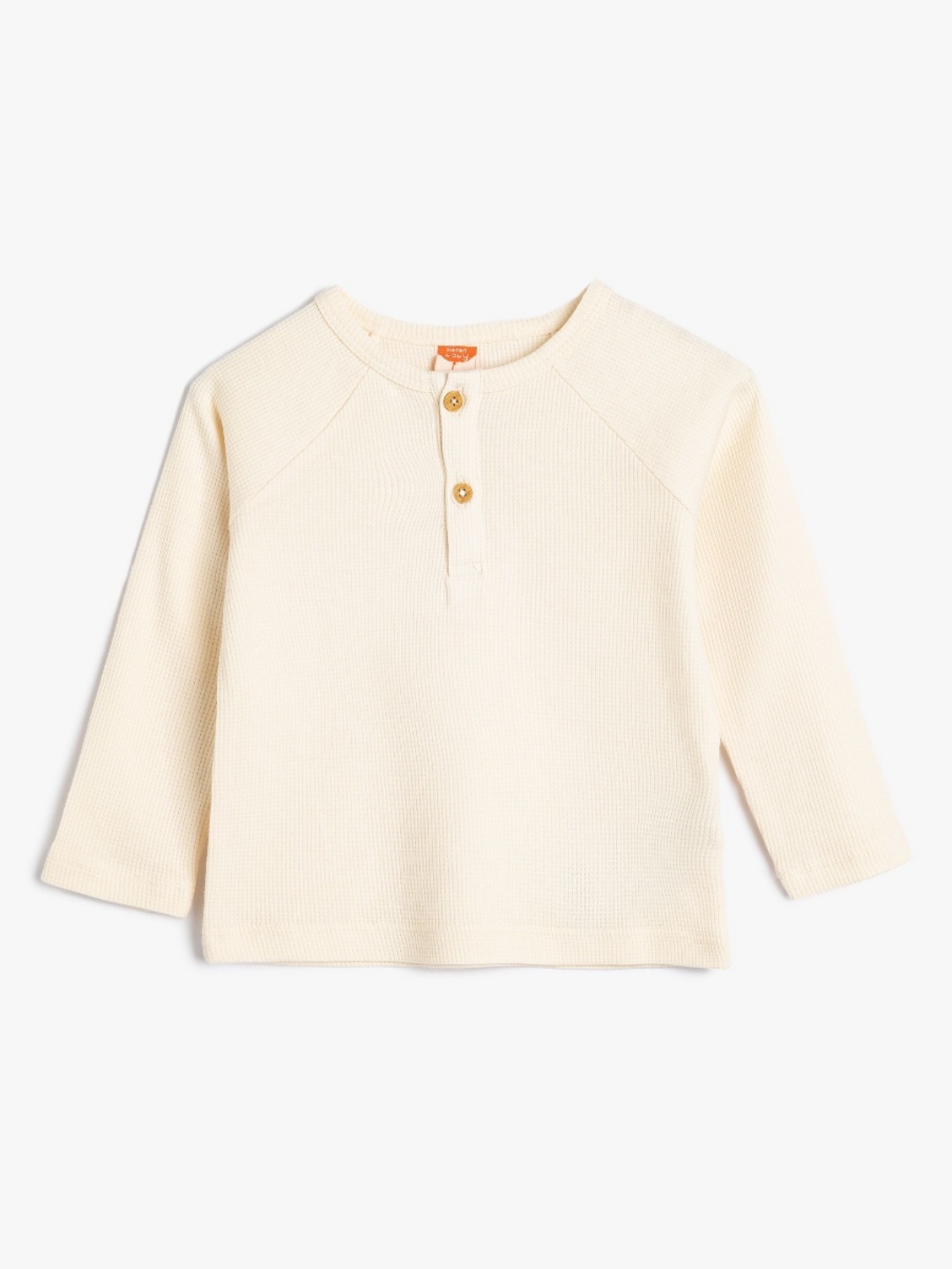 

Koton Boys Solid Henley Neck Cotton T-Shirt, Beige