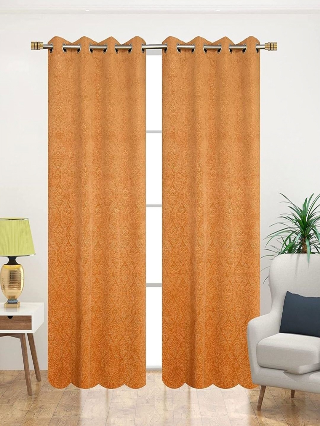 

JBG Home Store Beige 2 Pcs Embellished Room Darkening Window Curtain