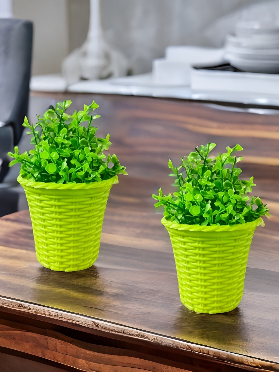 

Akaar Green 2 Pieces Alstroemeria Jade Artificial Plant With Pot