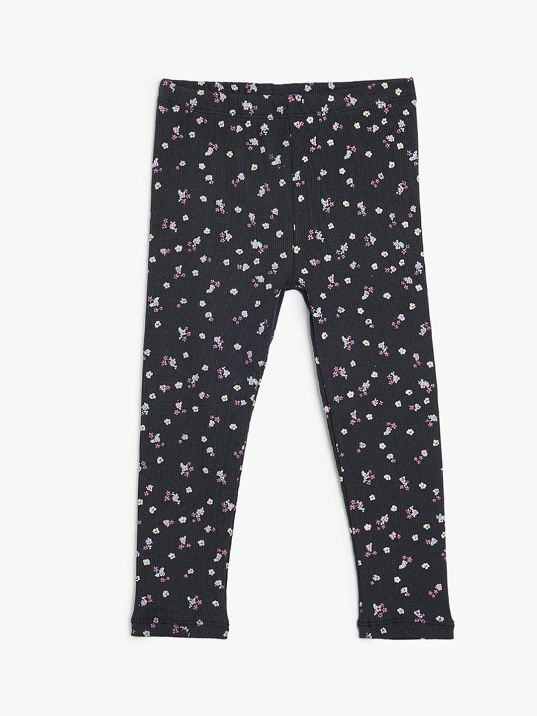 

Koton Girls Floral Printed Ankle Length Leggings, Charcoal