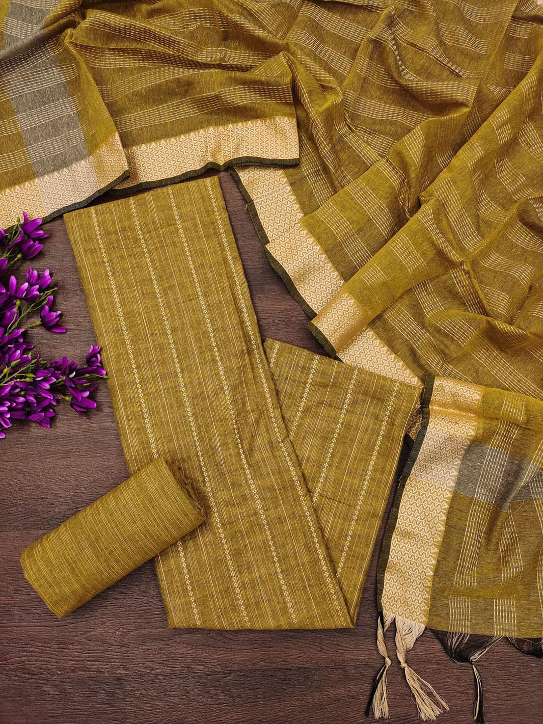 

APNISHA Floral Woven Design Unstitched Dress Material, Mustard