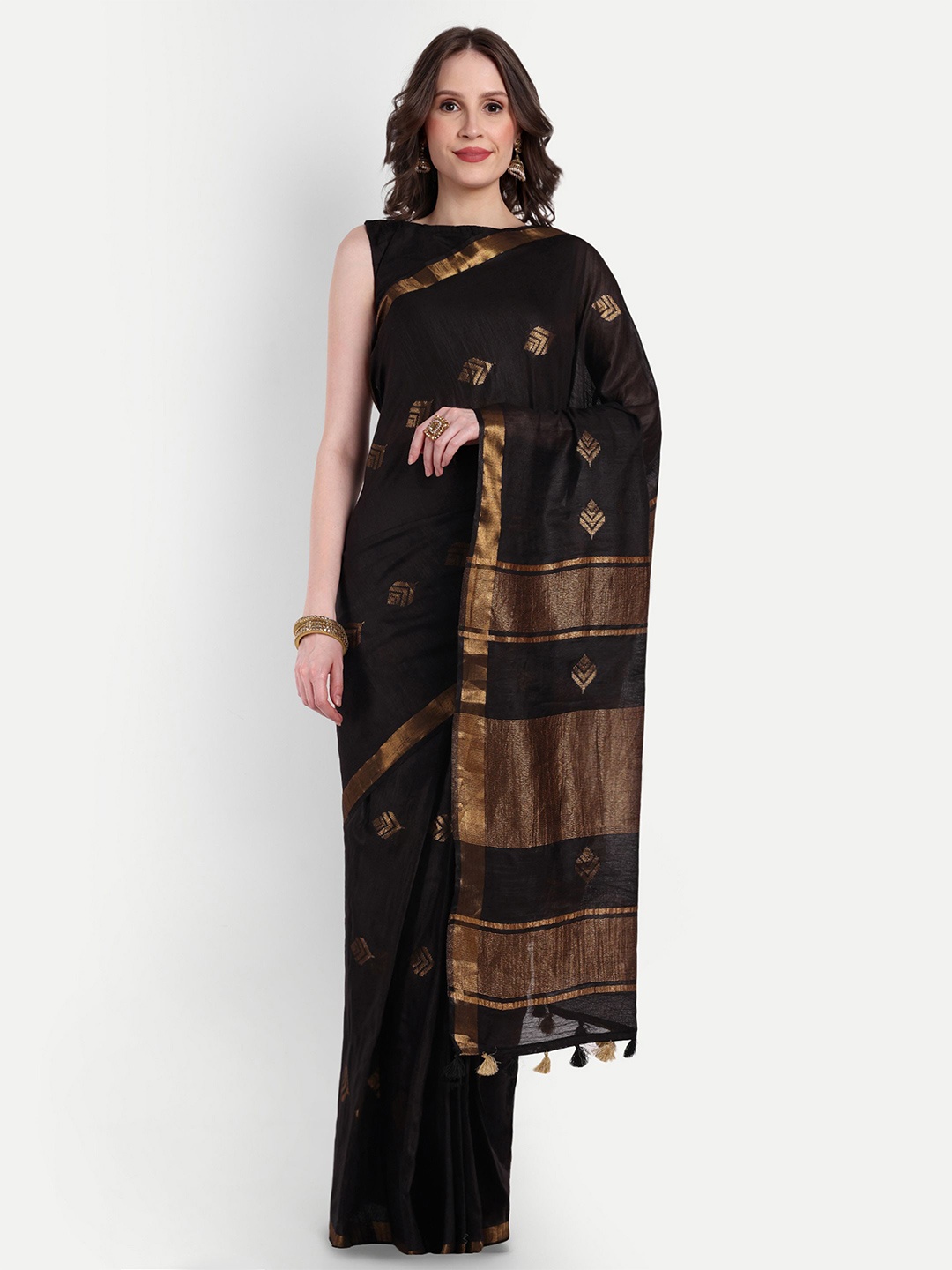 

Aseem by AseemShakti Zari Silk Cotton Bhagalpuri Saree, Black