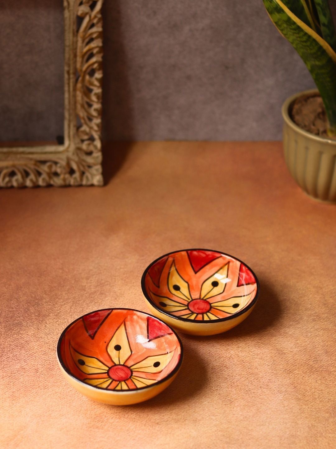 

WEAVING HOMES Yellow 2 Pieces Printed Ceramic Serving Bowls