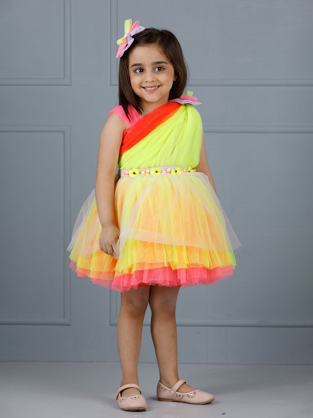 

The Lush Affair Girls Fit and Flare Dress, Fluorescent green
