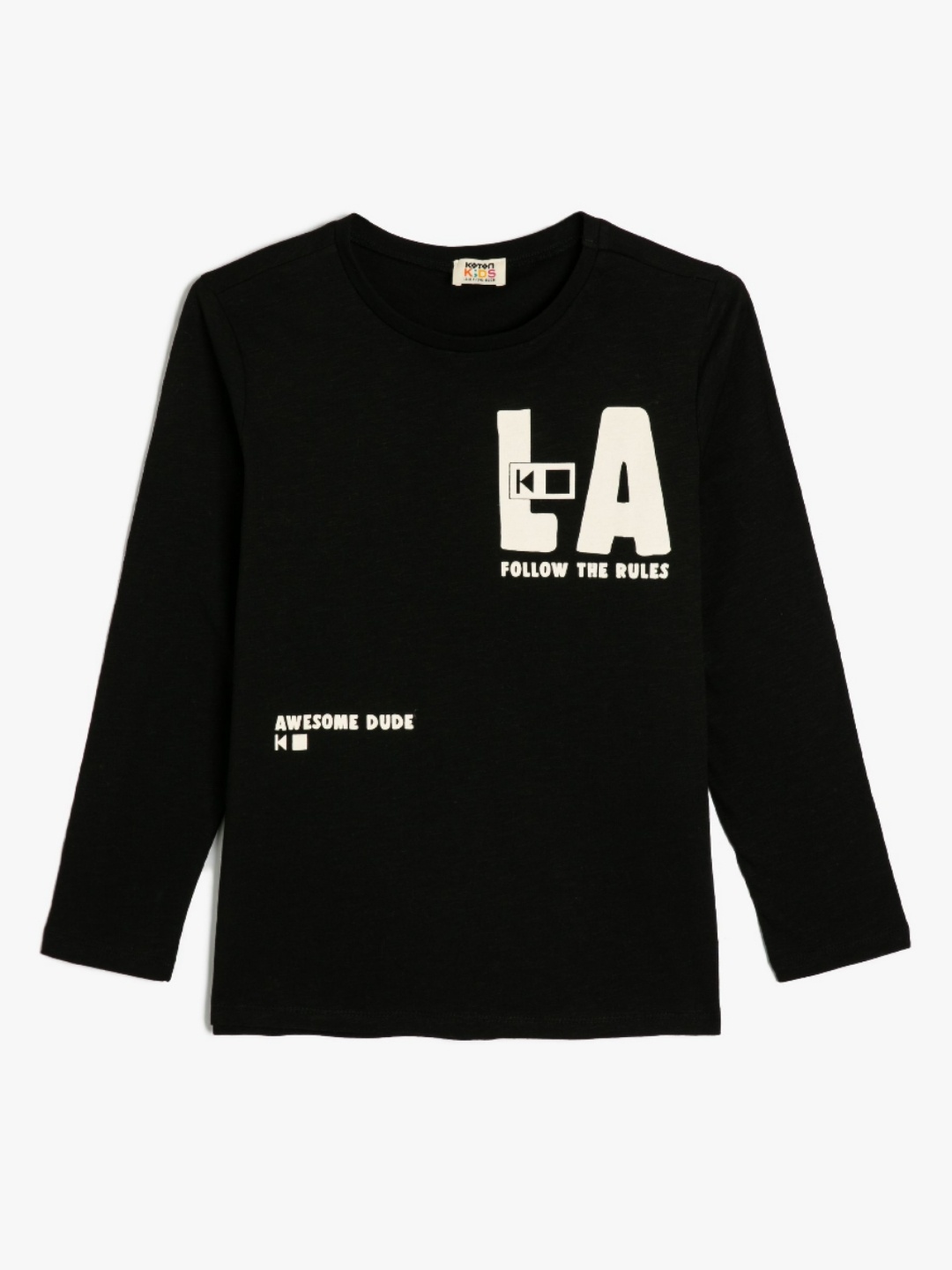 

Koton Boys Typography Printed Round Neck Cotton T-Shirt, Black