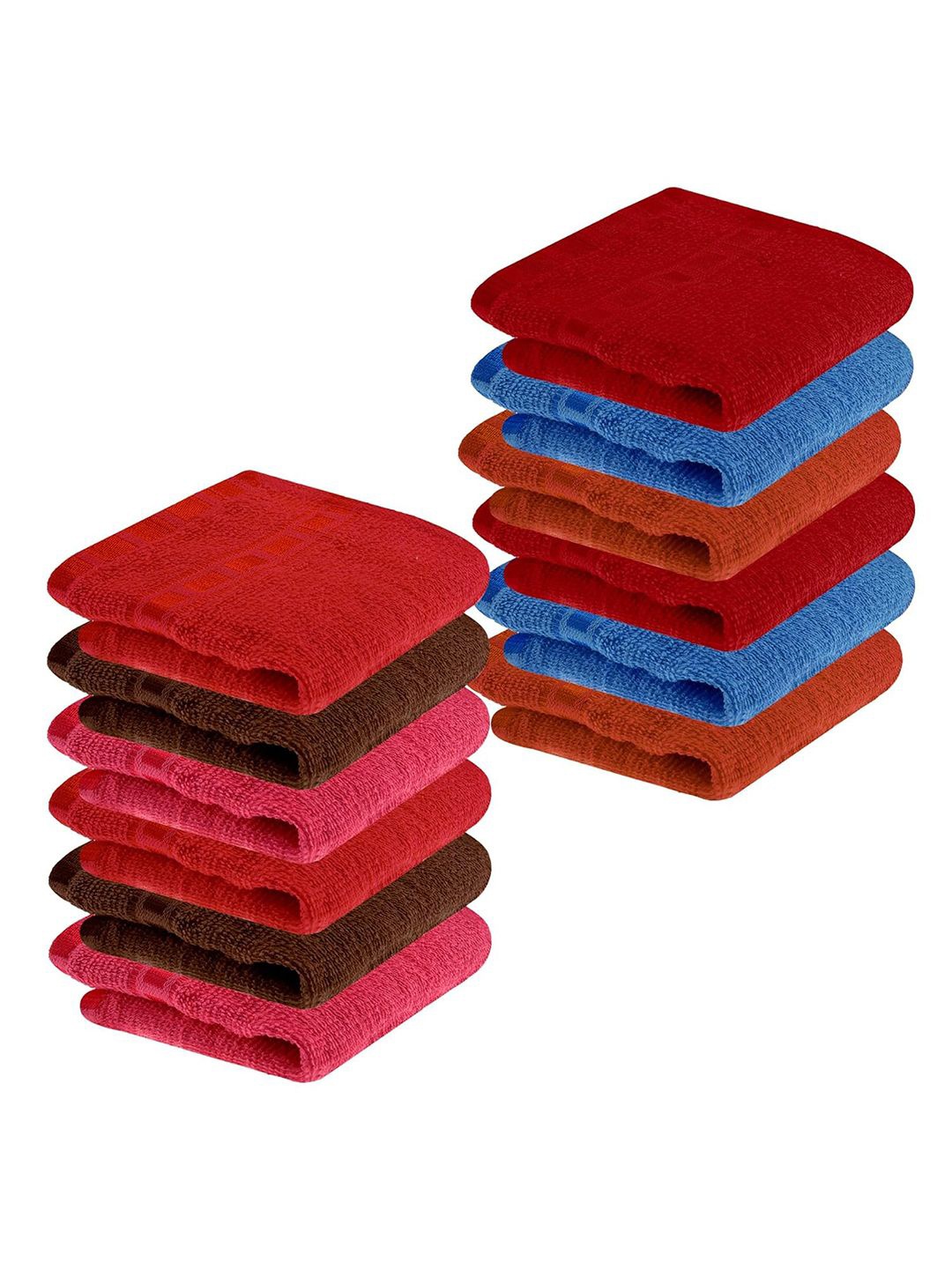 

Kuber Industries Red & Blue 12 Pieces 120 GSM Cotton Hand Towels