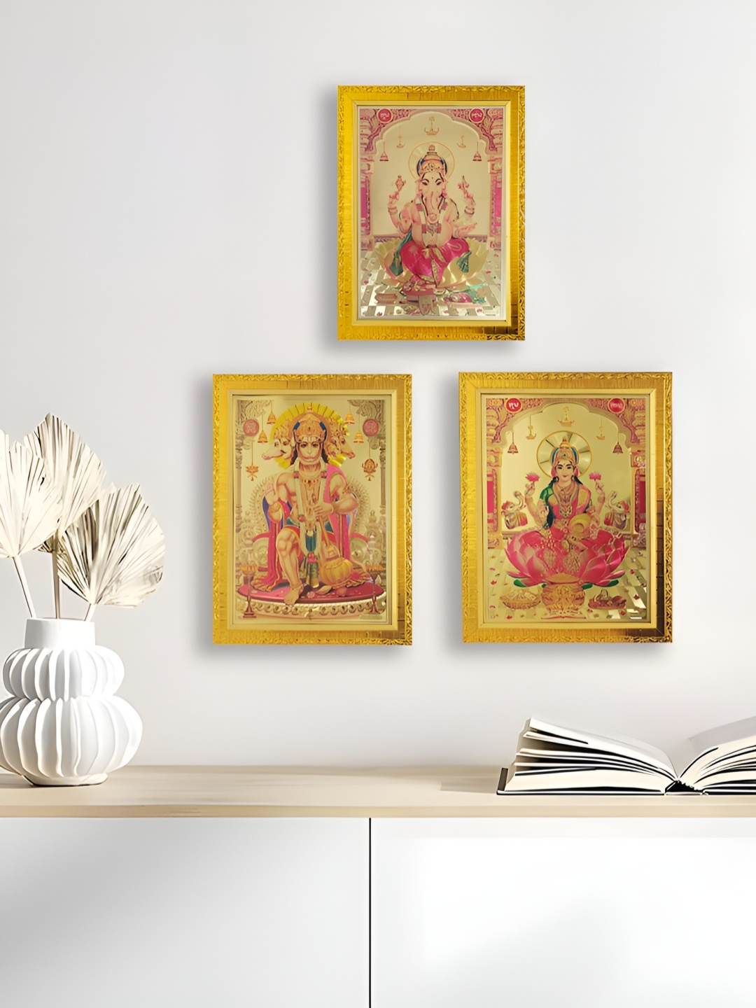 

Art Street 3 Pieces Gold-Toned & Pink Religious Wall Photographs