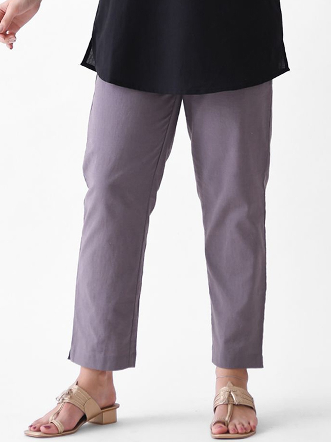 

Rustorange Pure Cotton Mid-Rise Trouser, Grey