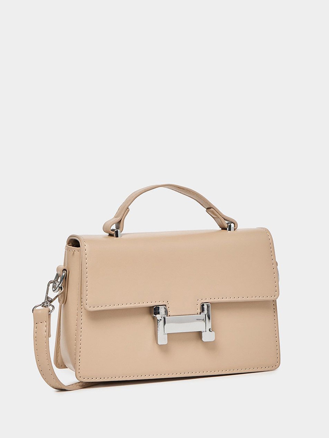

Styli Women Solid Buckle Detail Handbag, Pink