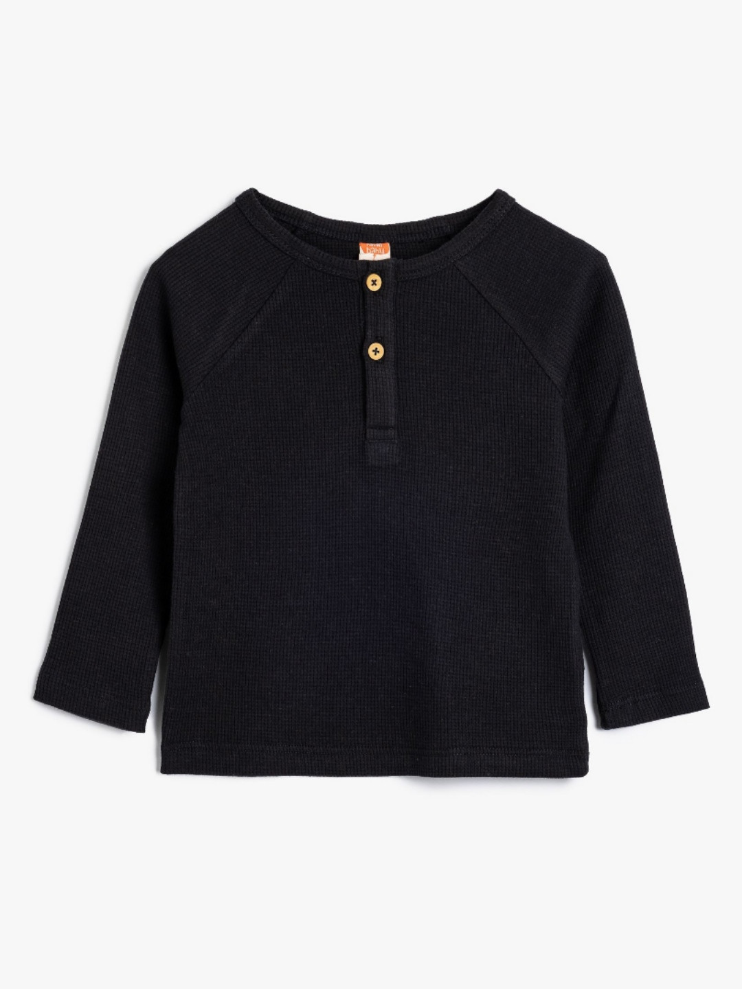 

Koton Boys Solid Henley Neck Cotton T-Shirt, Grey