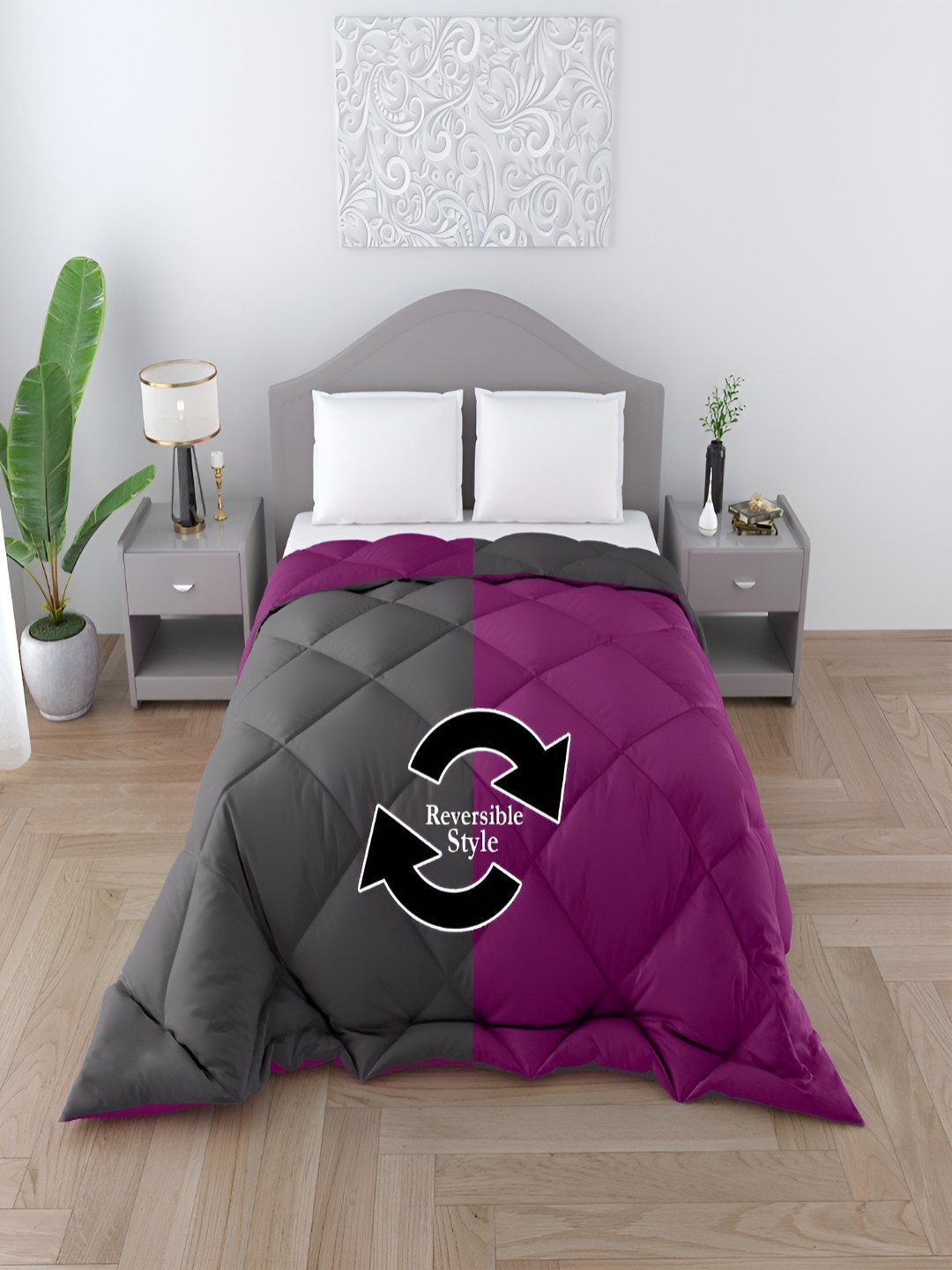 

tundwal's Pink & Grey Geometric Heavy Winter Ultra Soft Double Bed Comforter