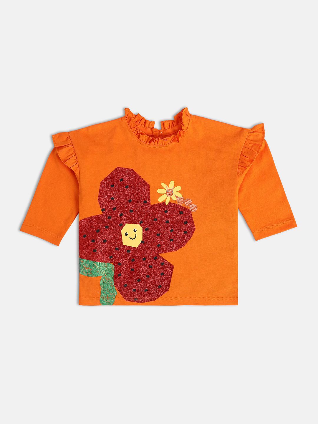 

MINI KLUB Print Extended Sleeves Cotton Top, Orange