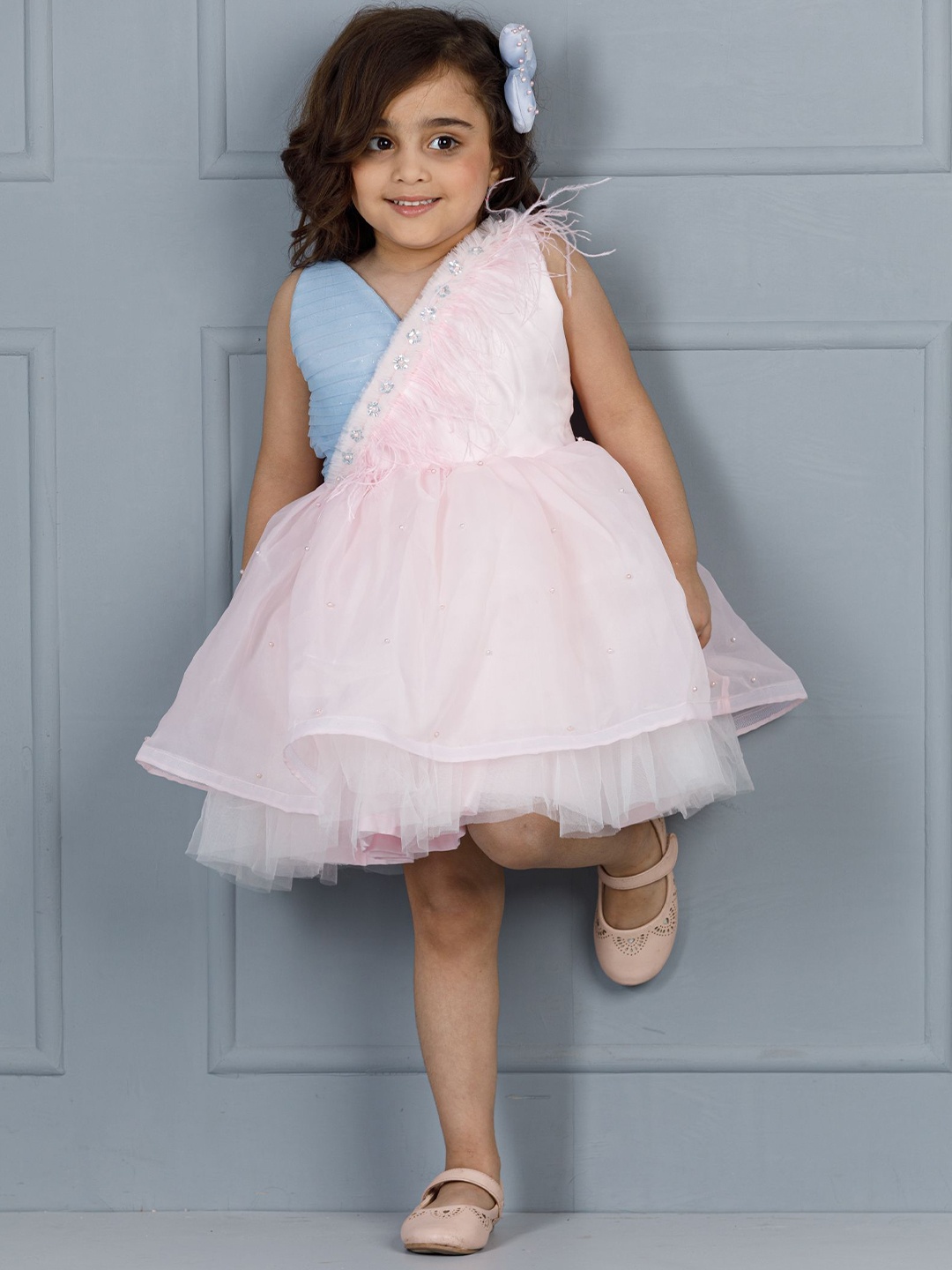 

The Lush Affair Girls Solid Fit & Flare Dress, Pink