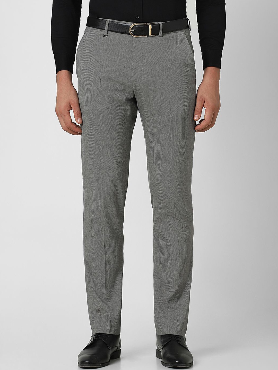 

Van Heusen Men Textured Slim Fit Formal Trousers, Grey