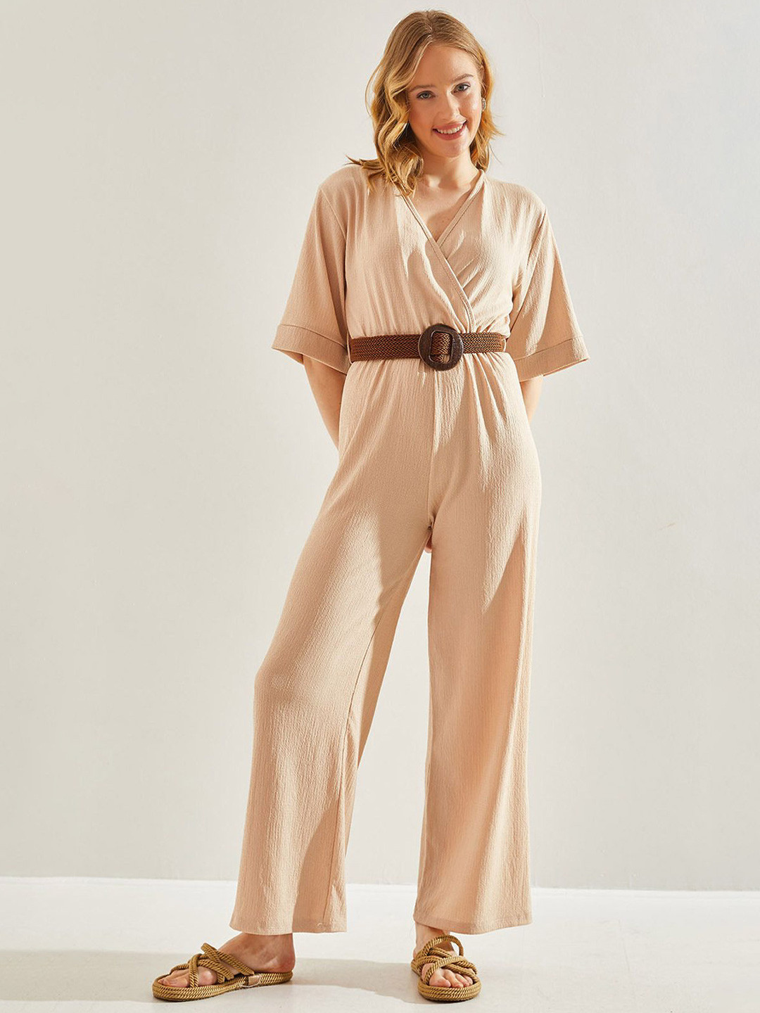 

BIANCO LUCCI Basic Jumpsuit, Beige