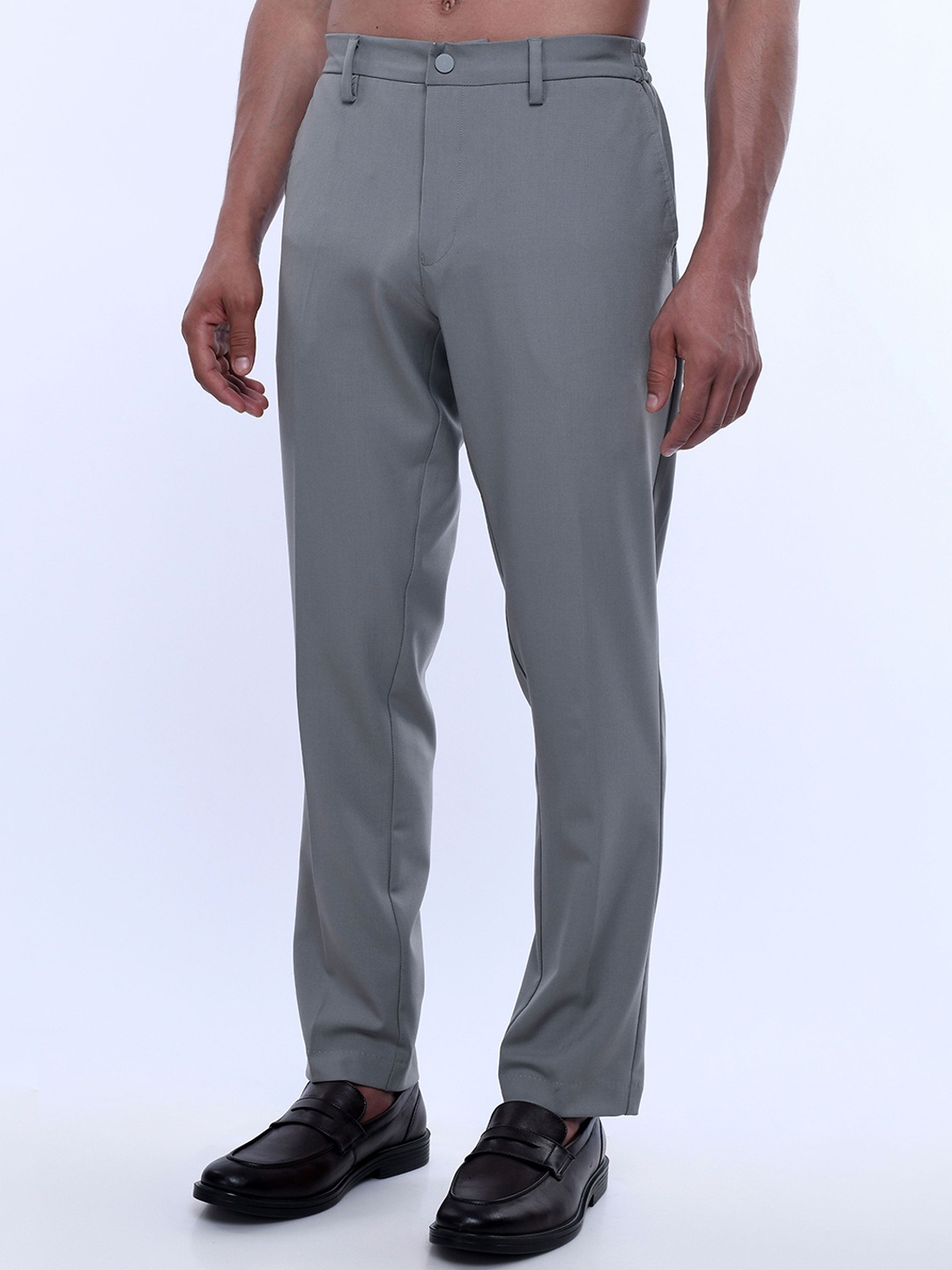 

Tailoraedge Men Solid Tailored Trousers, Grey