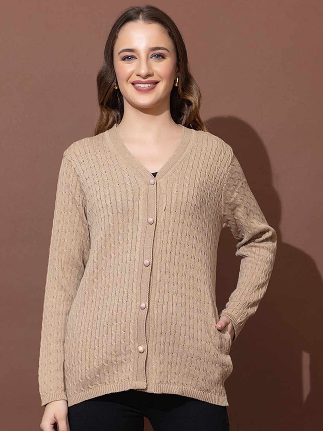 

Anouk Women Cable Knit Cardigan, Beige
