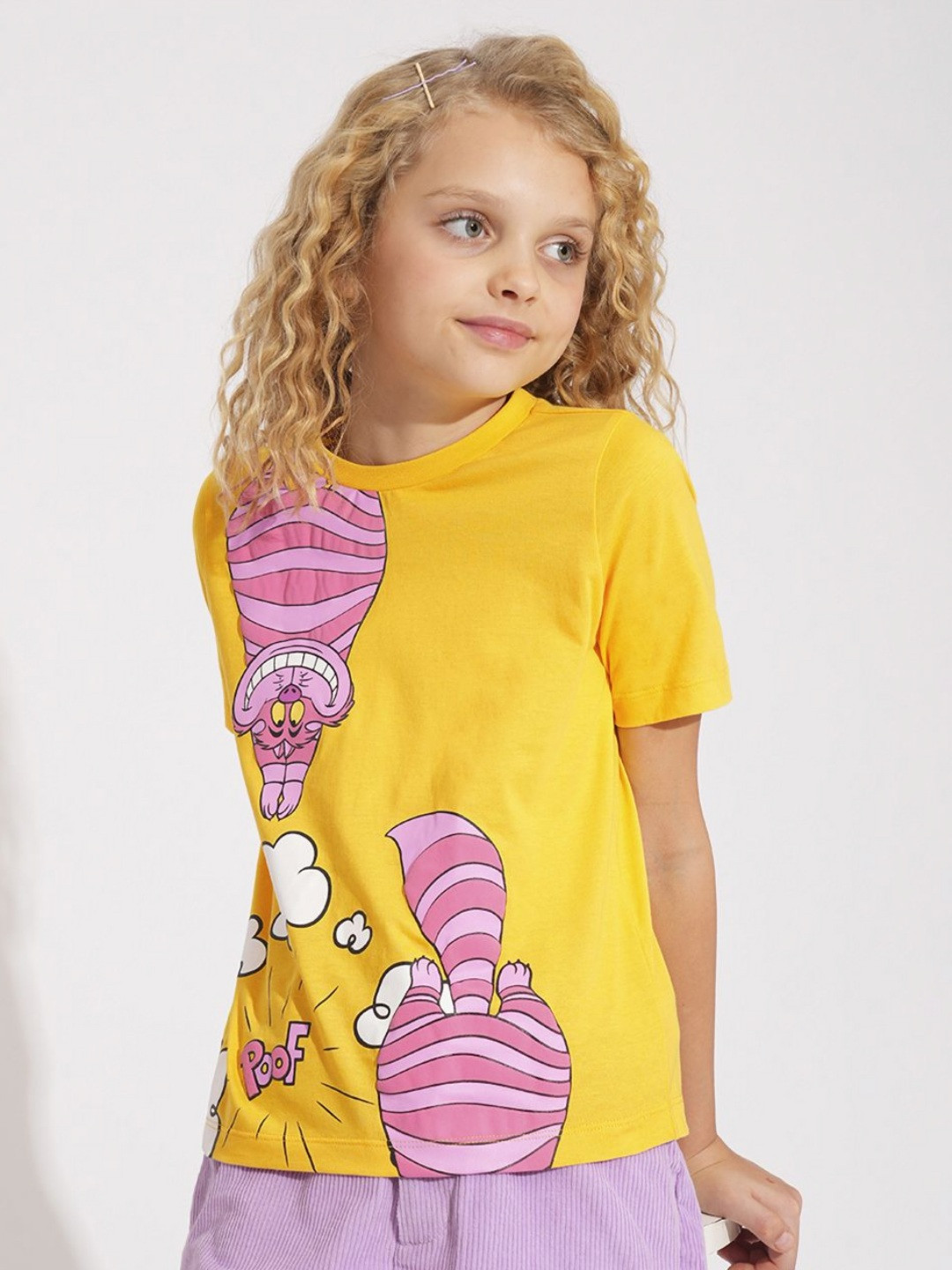 

Vero Moda Girls Graphic Printed Round Neck Cotton T-shirt, Yellow