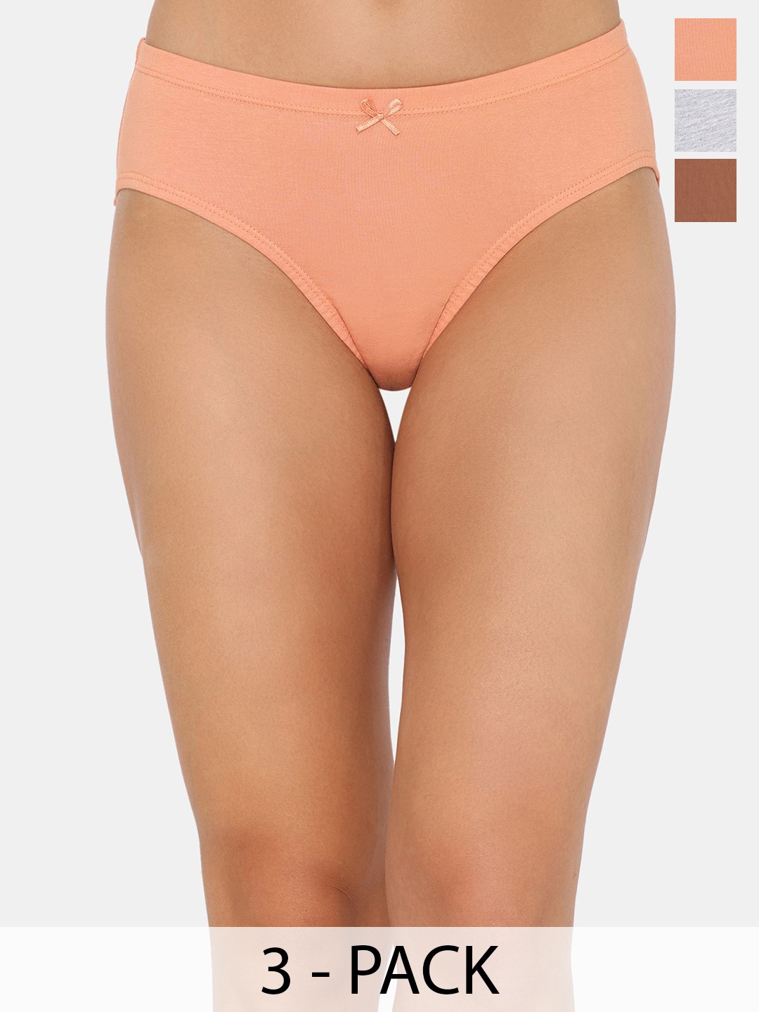 

Rosaline by Zivame Women Pack Of 3 Pure Cotton Mid-Rise Hipster Briefs, Brown
