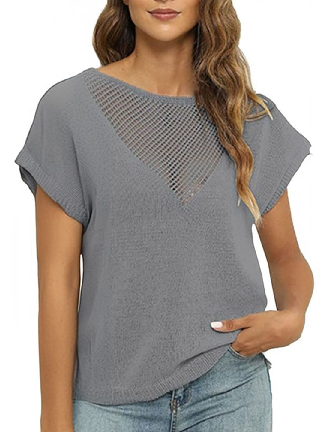

StyleCast Extended Sleeves Georgette Top, Grey
