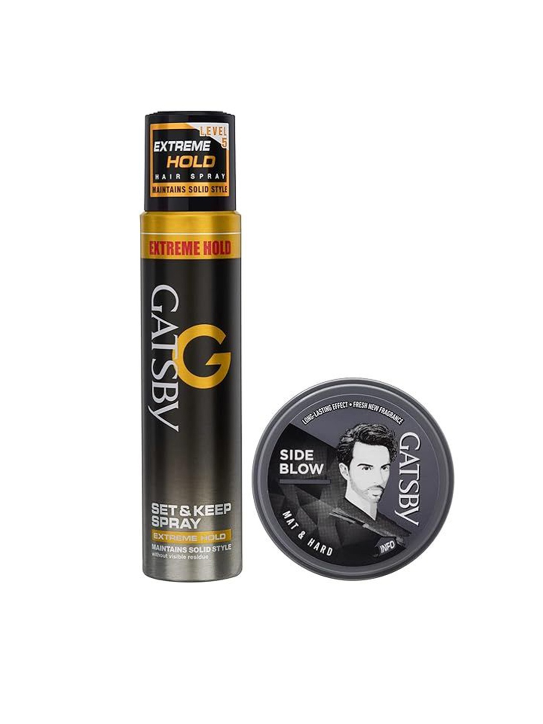 

Gatsby Set of Extreme Hold Hair Spray- 250 g & Side Blow Hair Wax- 75 g, Black