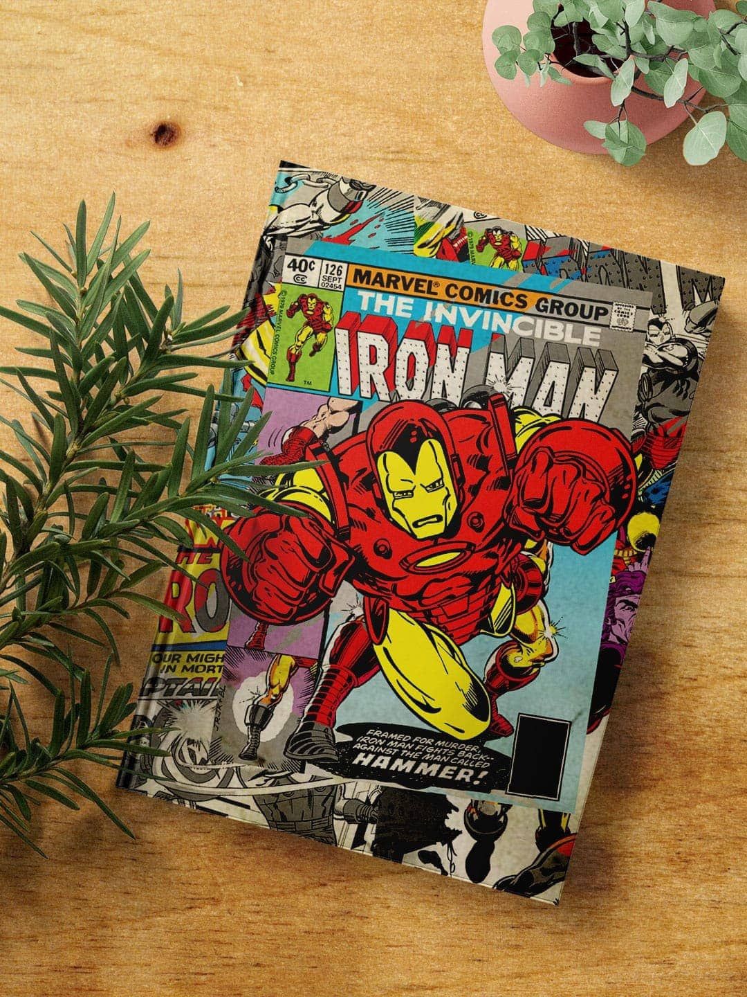 

macmerise Comic Iron Man Printed Hard Cover A5 Ruled Notebook, Red
