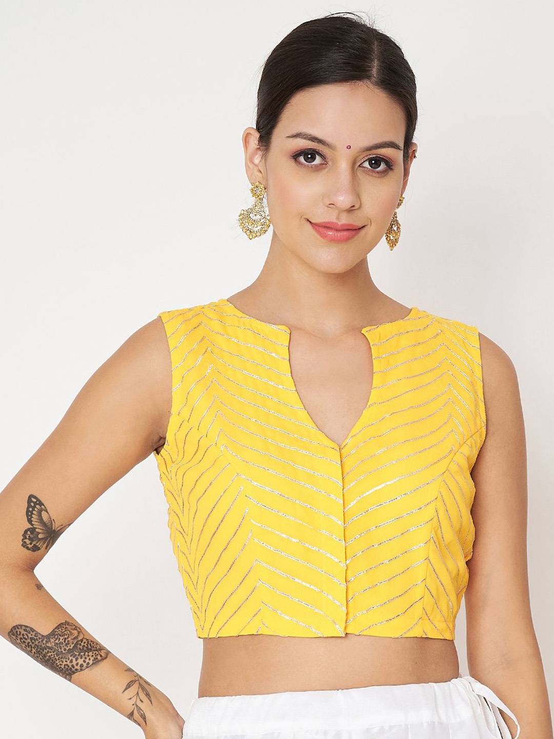 

studio rasa Embroidered Saree Blouse, Yellow