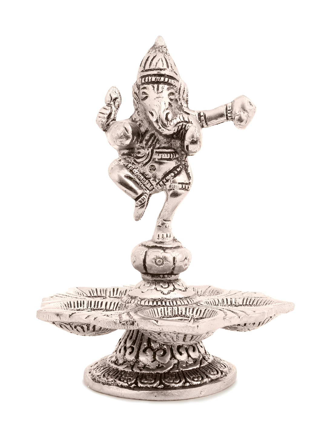 

INTERNATIONAL GIFT Silver-Toned Dancing Ganesh Idol Showpiece