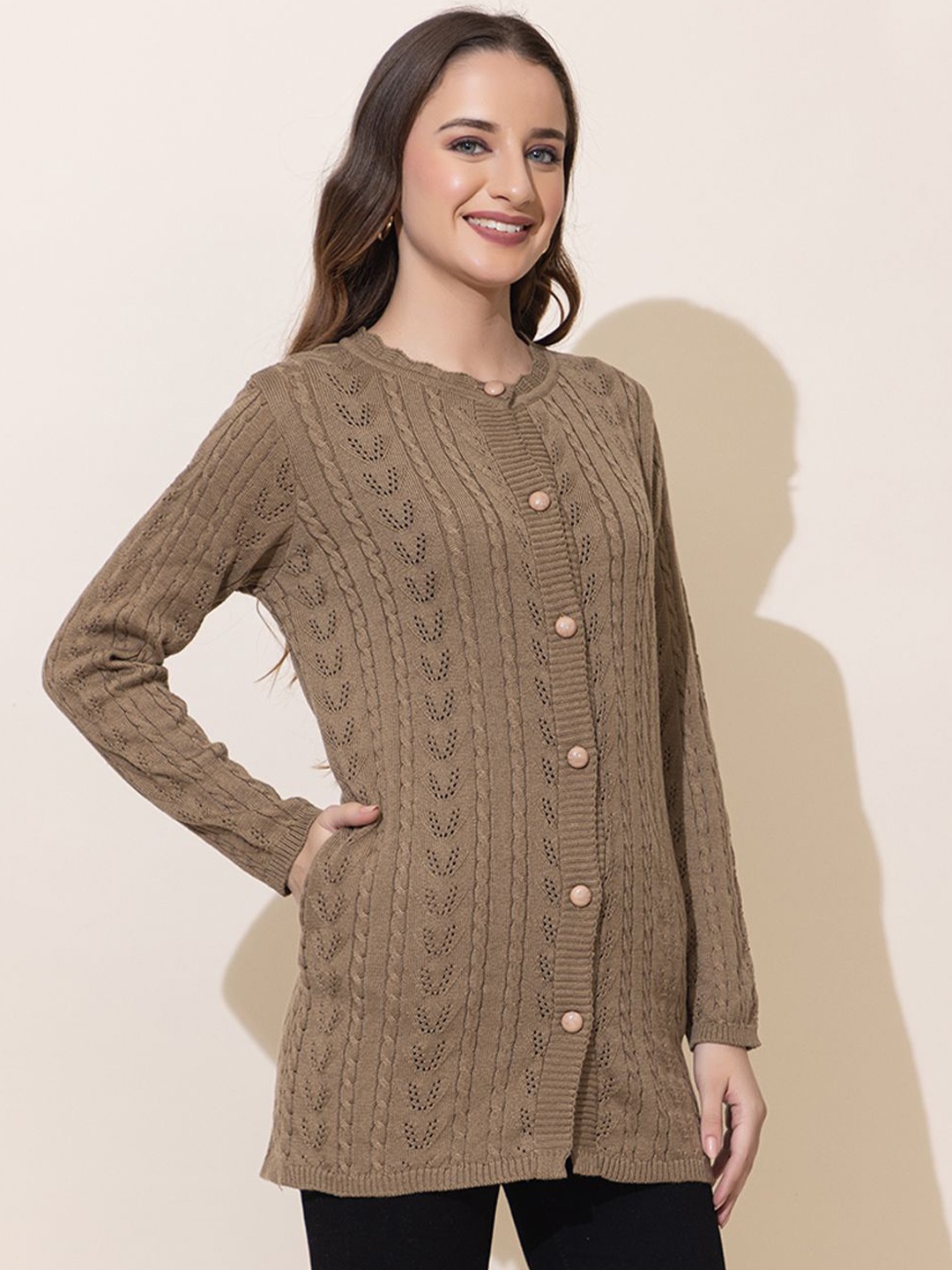 

Anouk Women Cable Knit Cardigan, Beige