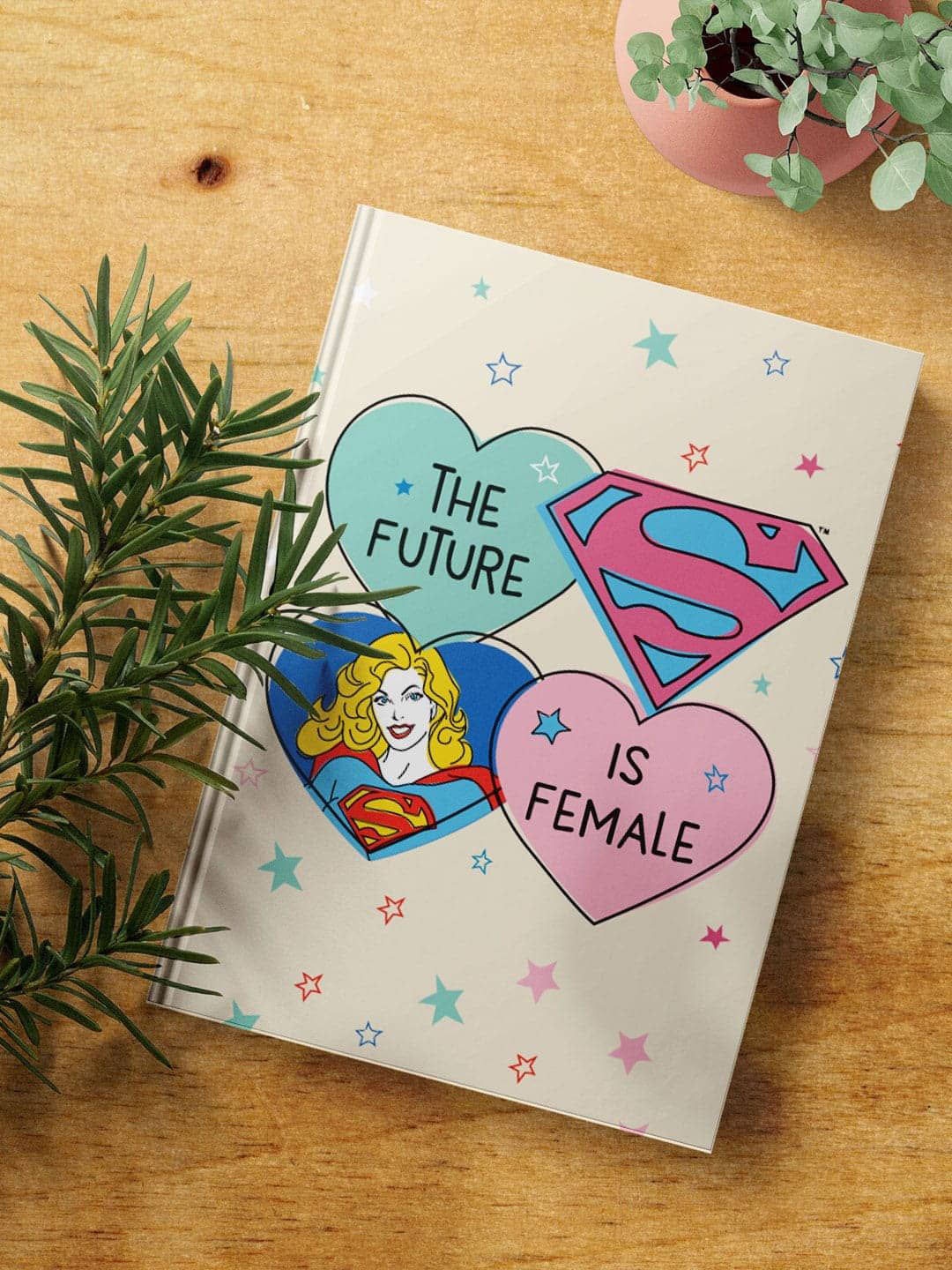 

macmerise Supergirl Future Printed Hard Cover A5 Ruled Notebook, Beige