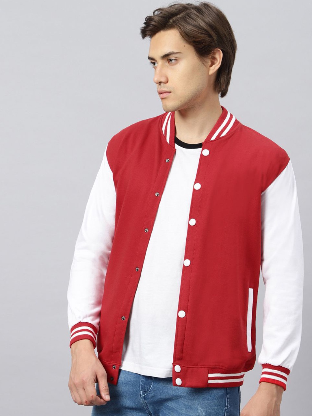 

Be Savage Men Windcheater Outdoor Varsity Jacket with Embroidered, Red