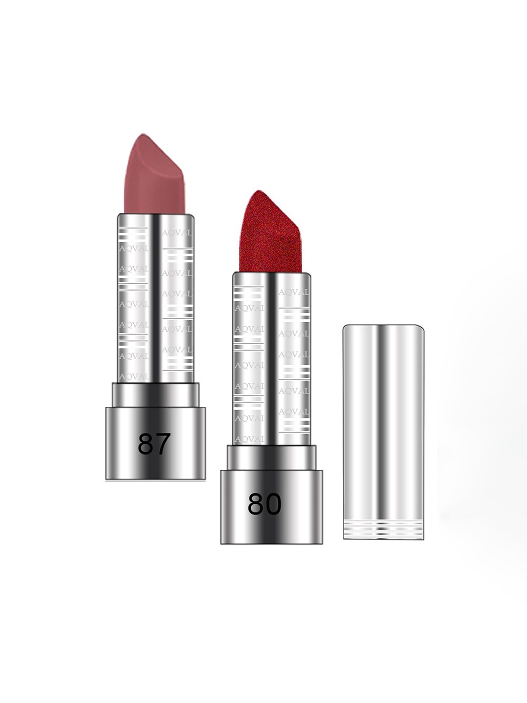 

AQVAL Set Of 2 Long Lasting Bullet Matte Lipstick - 10 g Each - Shades 87 & 80, Magenta