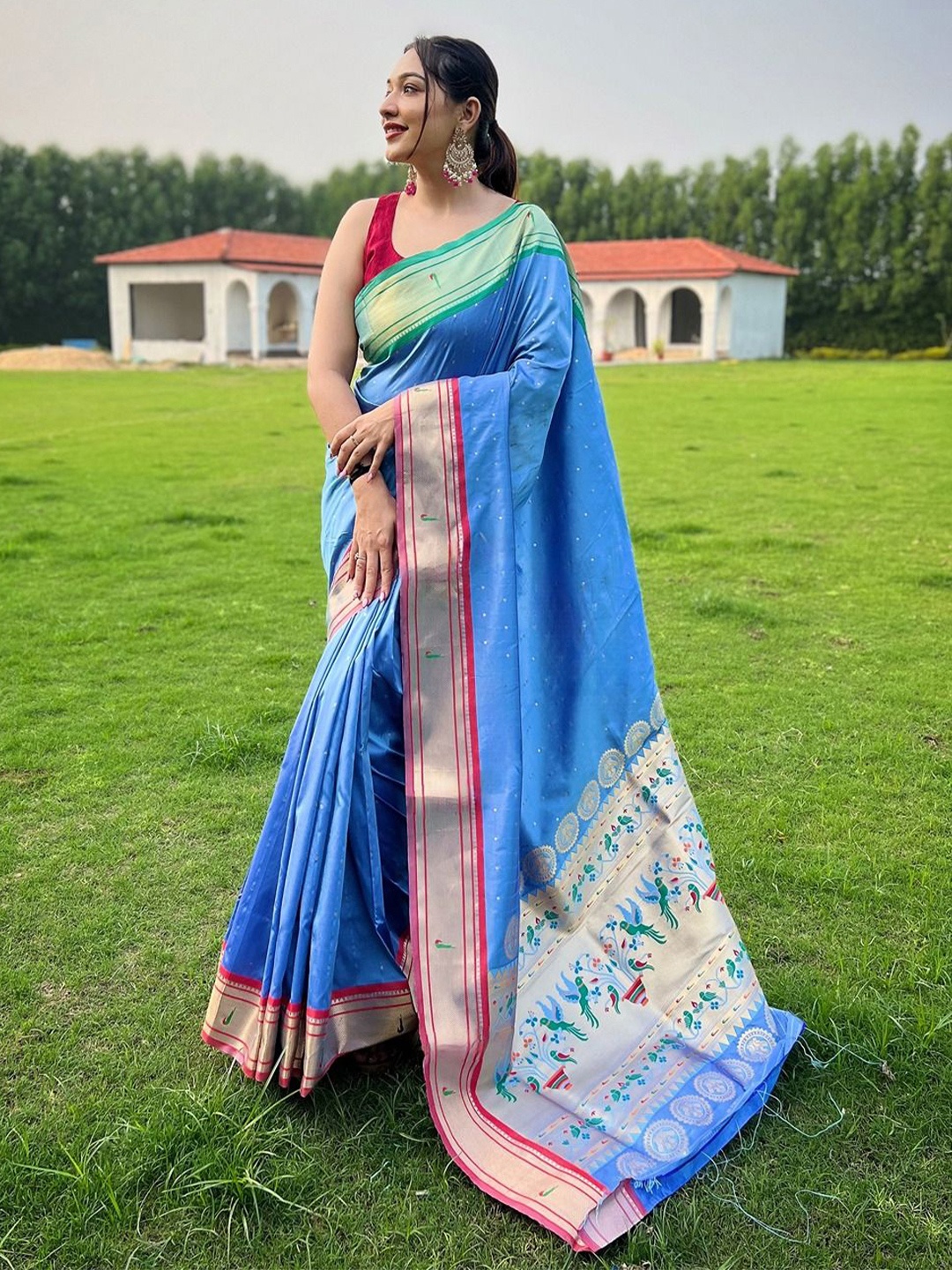 

SGF11 Woven Design Zari Paithani Saree, Blue