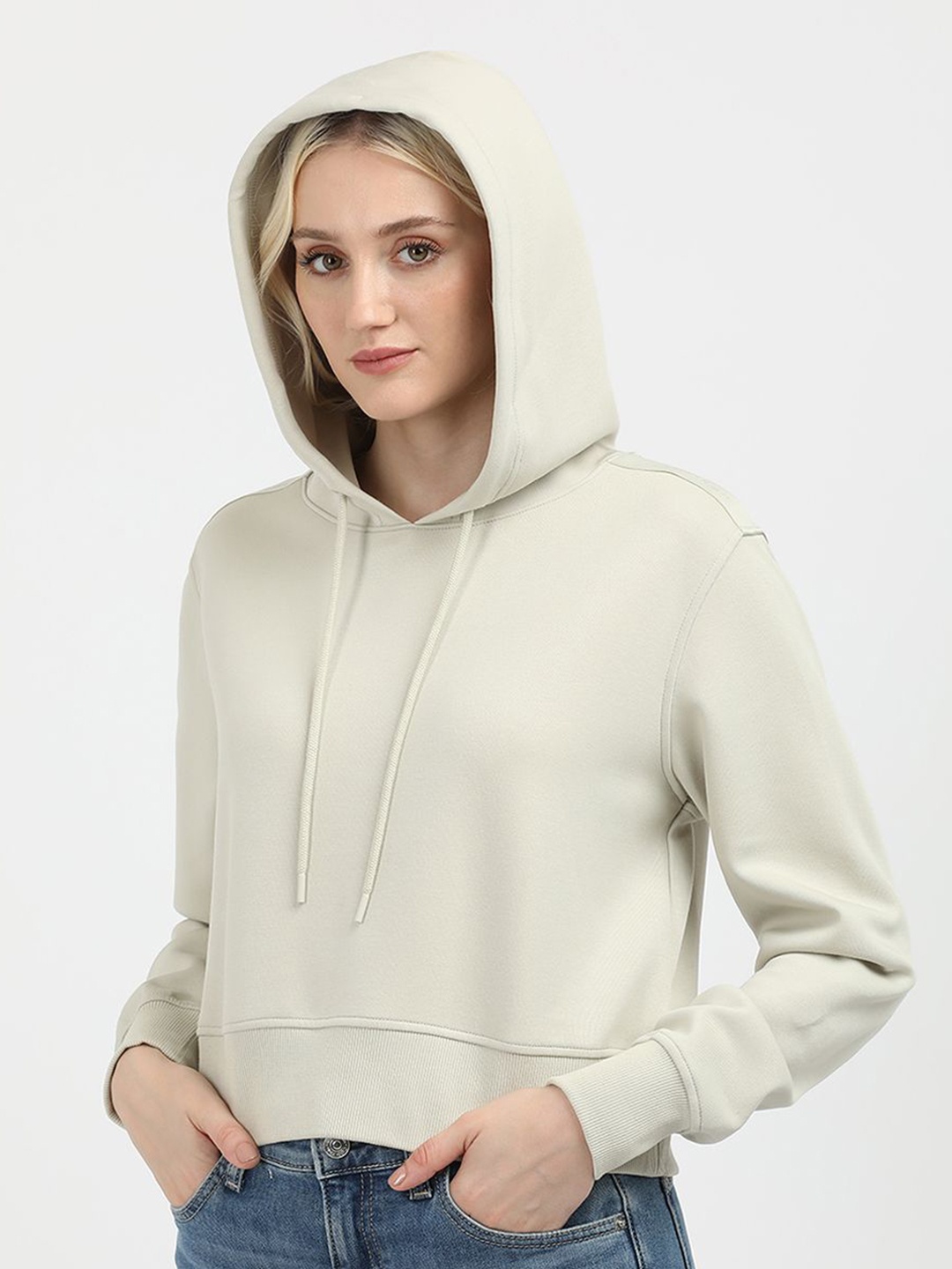 

Calvin Klein Jeans Women Solid Hooded Sweatshirt, Beige