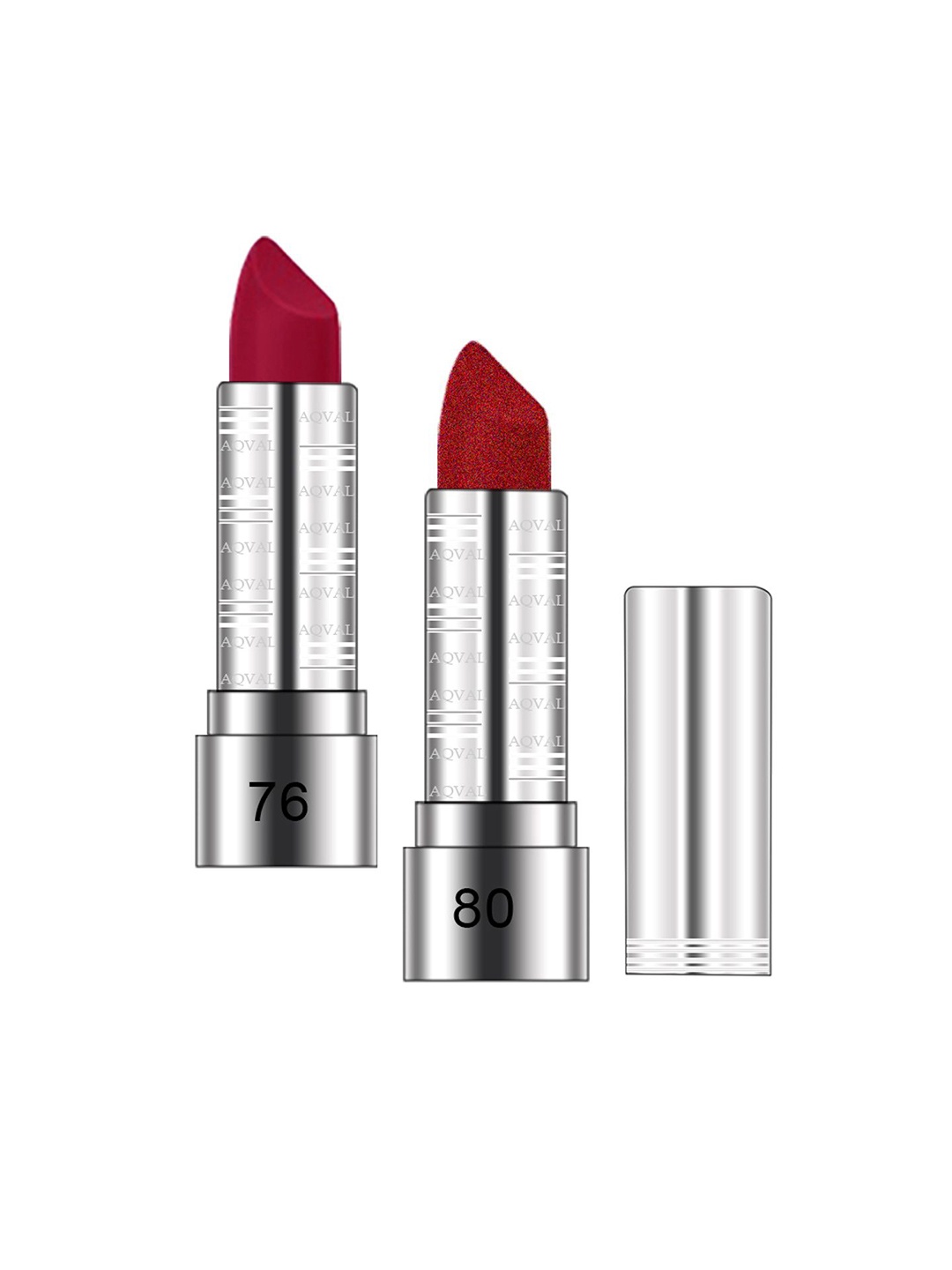 

AQVAL Set Of 2 Long Lasting Bullet Matte Lipstick - 10 g Each - Shades 76 & 80, Red