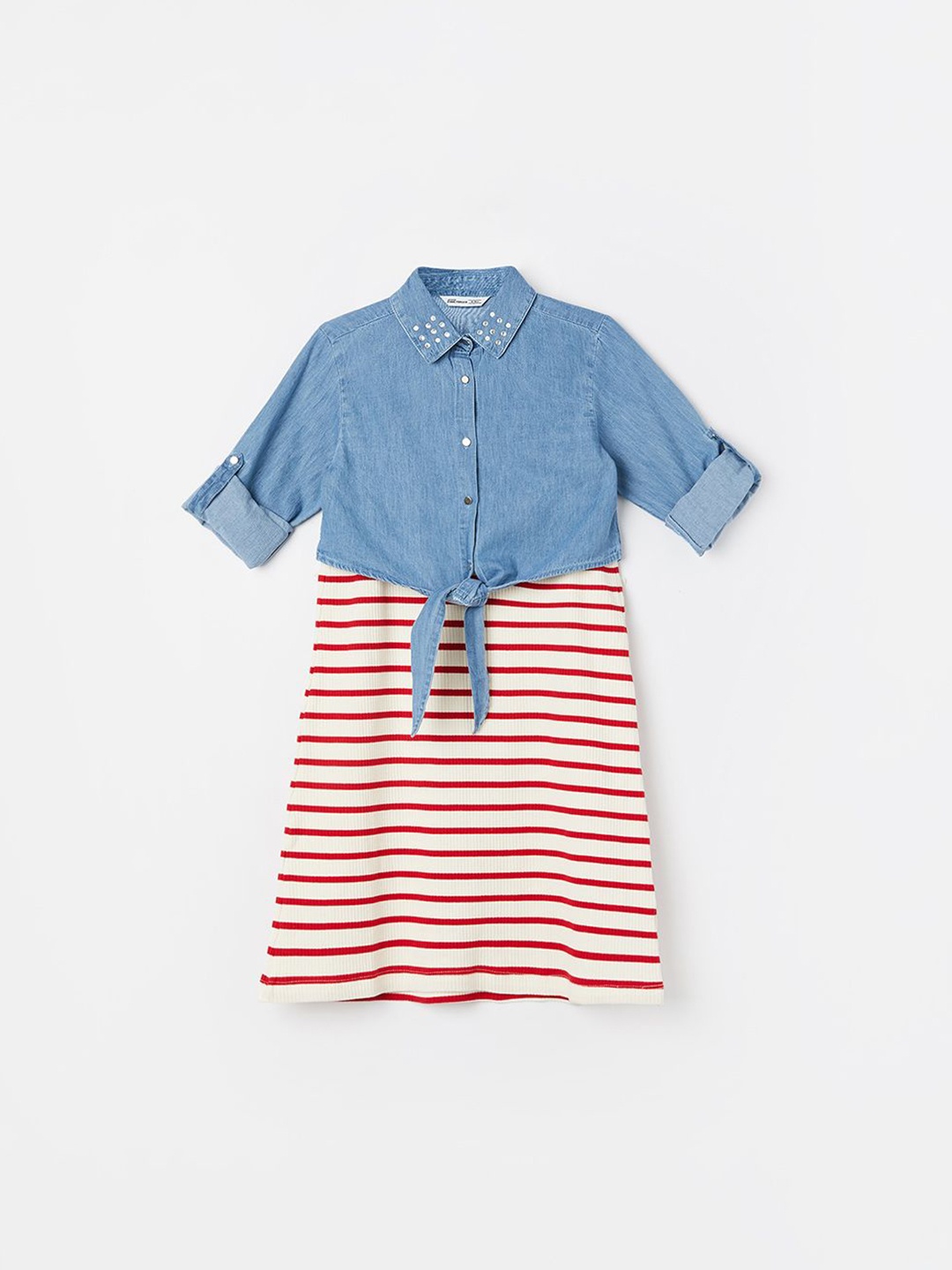 

Fame Forever by Lifestyle Girls Striped A-Line Midi Dress, Red