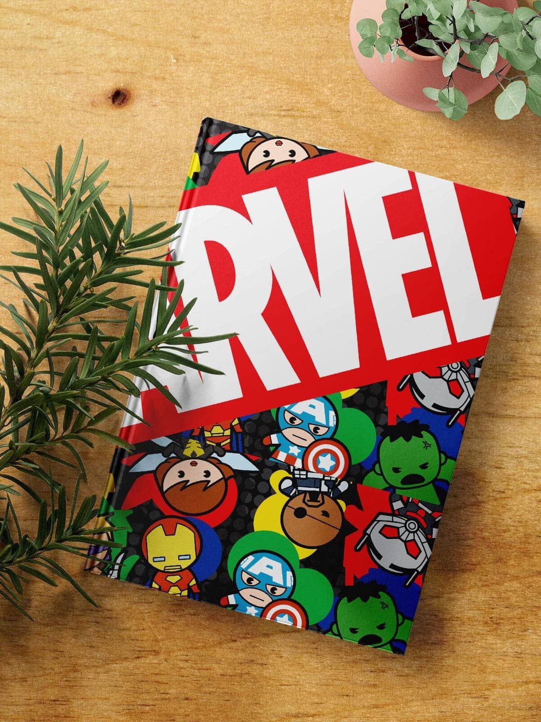 

macmerise Marvel Kawaii Art Printed A5 Ruled Hard Cover Notebook, Red