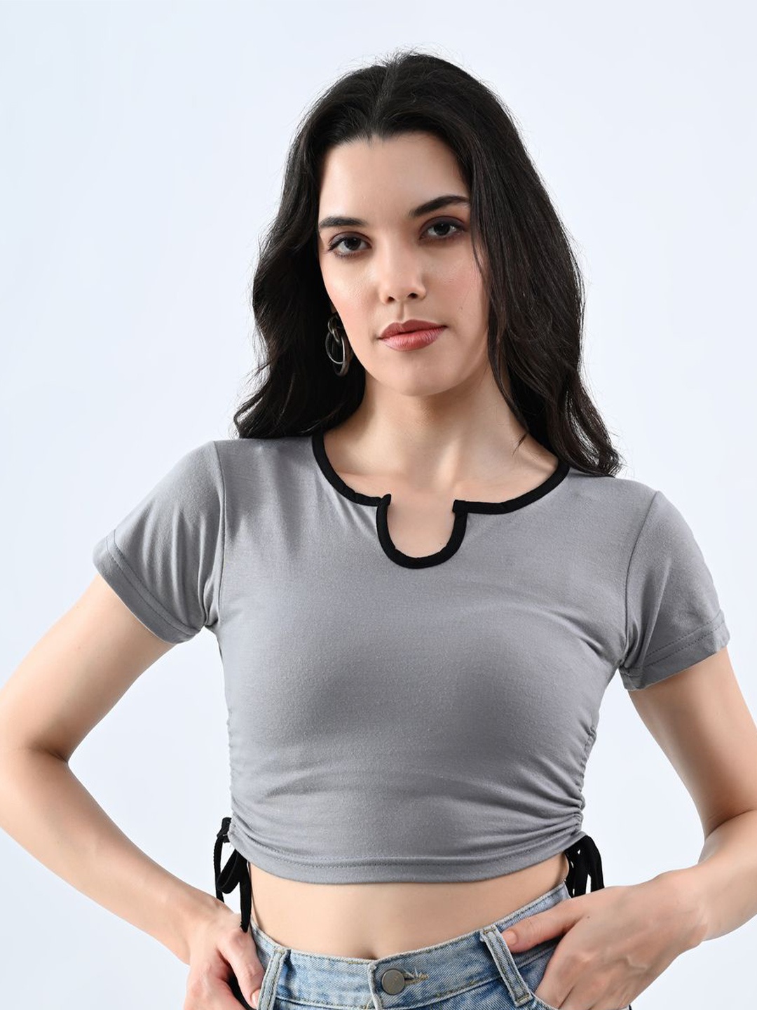 

Genzy Cotton Tiered Top, Grey