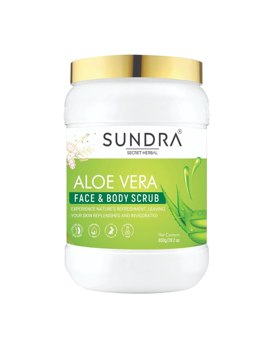 

Sundra Secret Herbal Aloe Vera Face & Body Scrub 800 g, Green