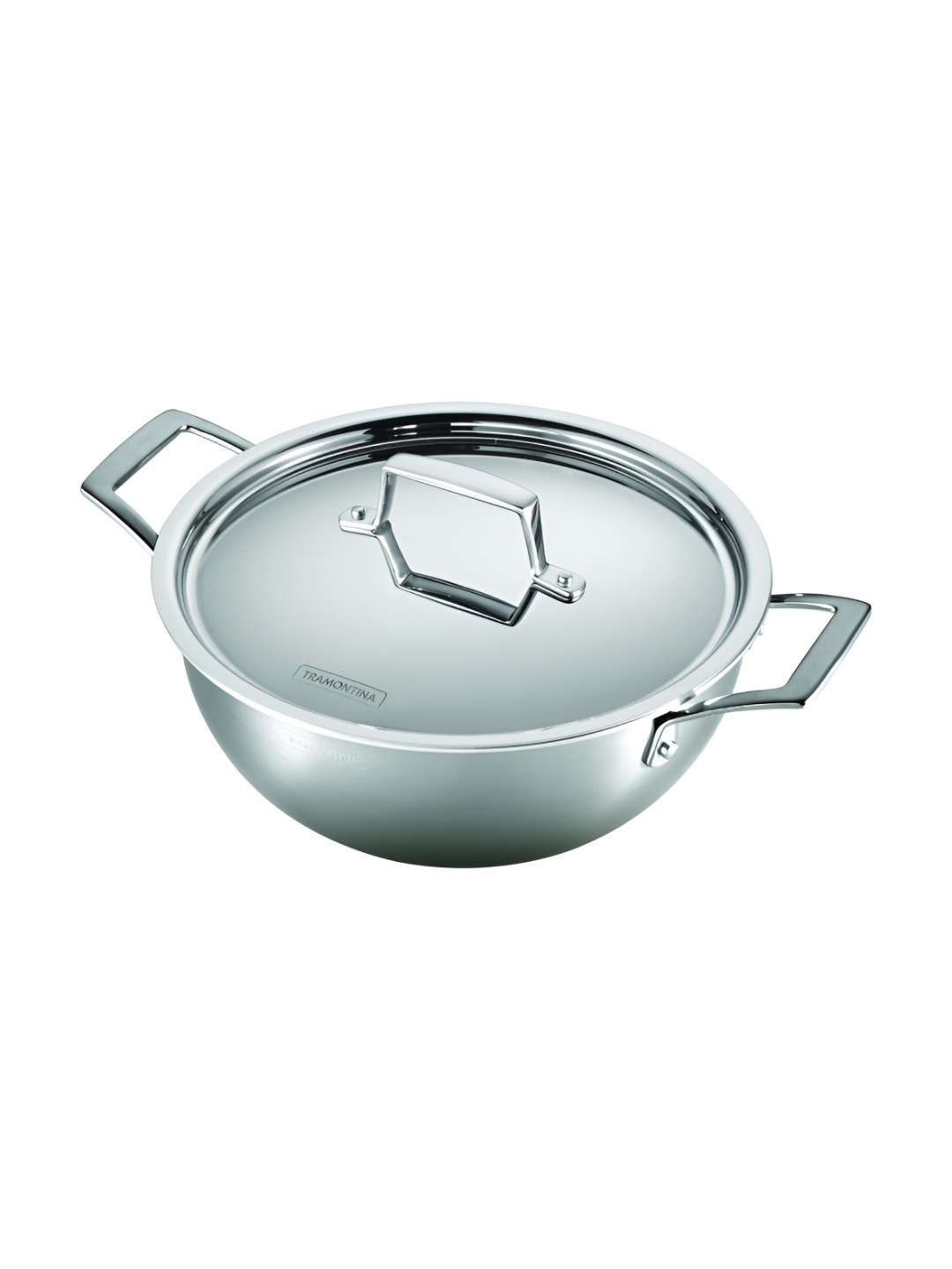 

Tramontina Aeion Silver Toned Non toxic Triply Stainless Steel Deep Kadai with Lid 3.8 L,